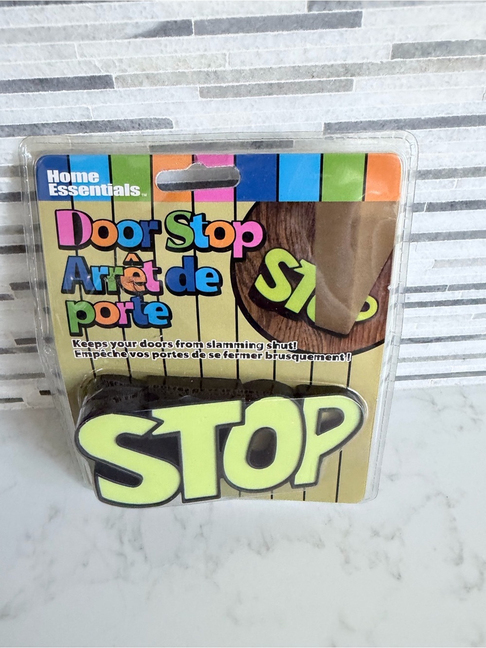 Home Essentials STOP Door Stop - Neon Yellow & Black Accent